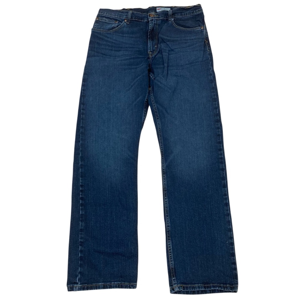 Wrangler Straight Fit Dark Wash Denim Jeans Men’s 34x32 Classic Workwear Casual - Picture 1 of 8